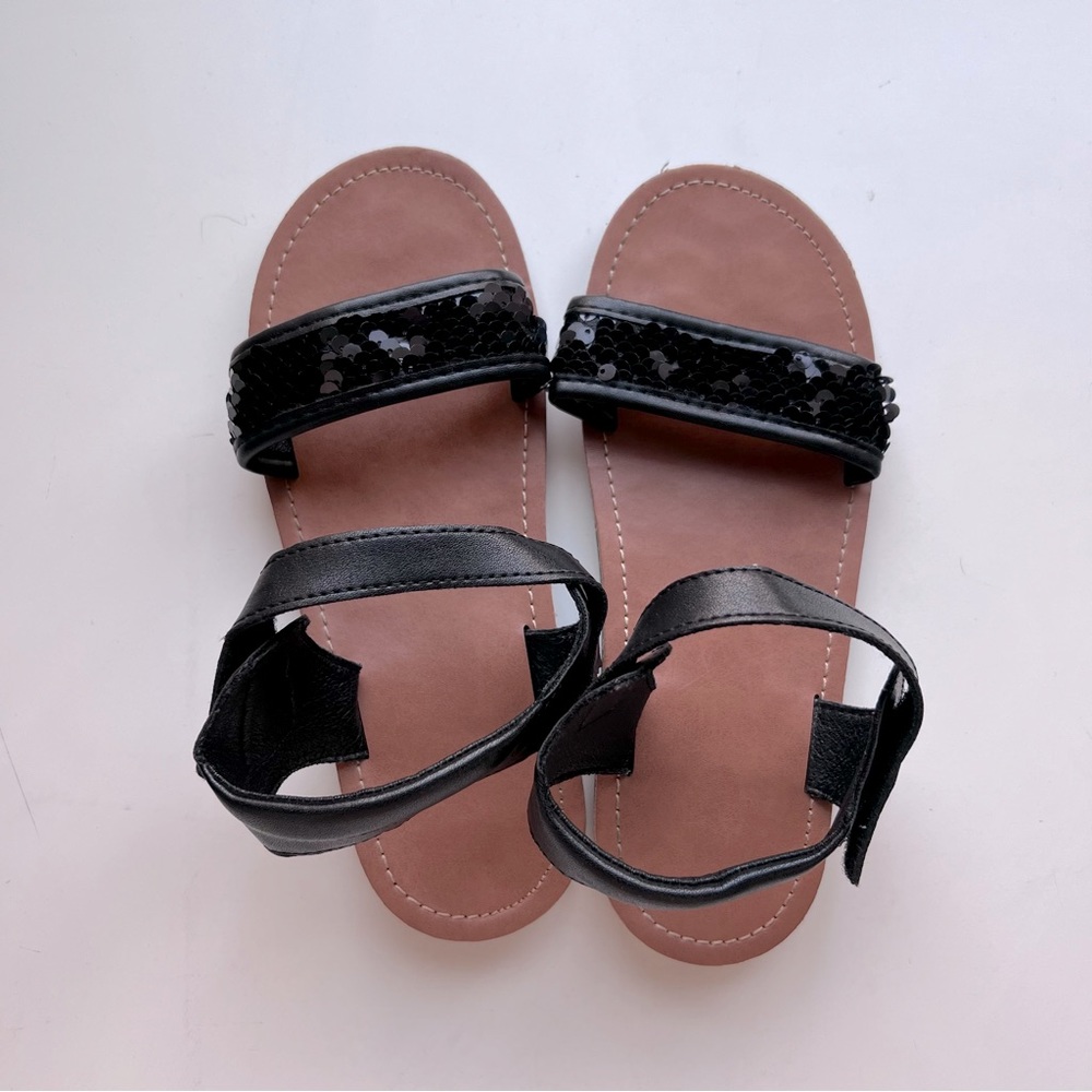 Kids black sequin sandals